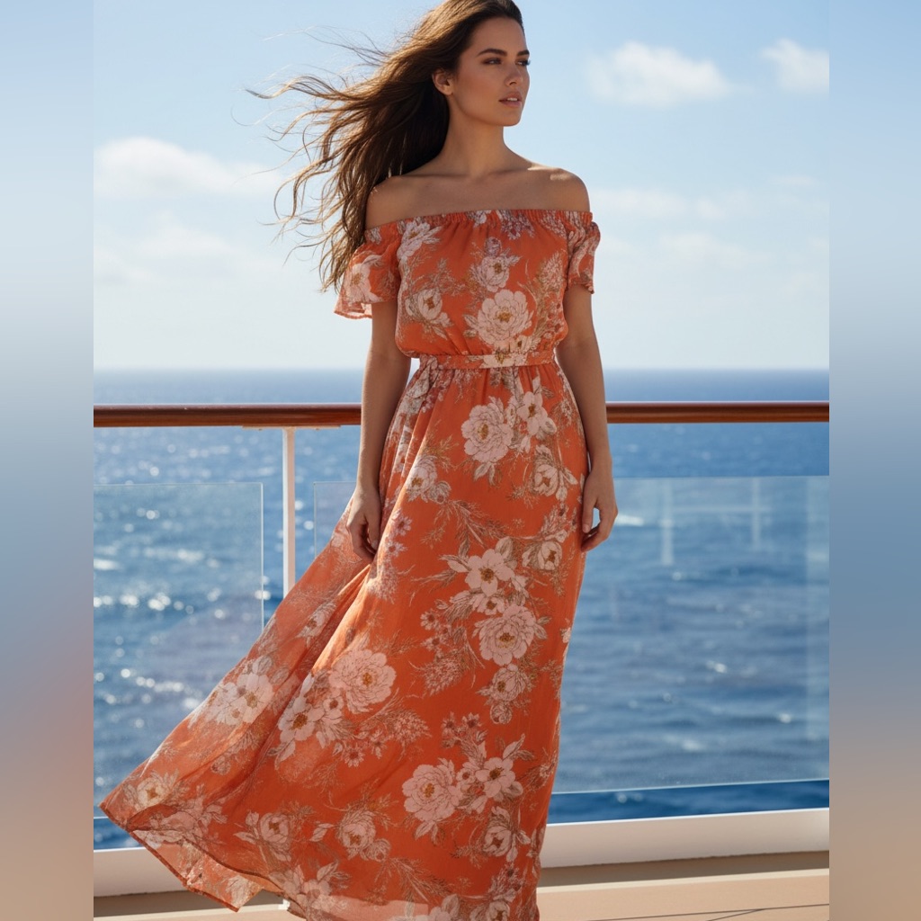 Gilli Orange Floral Maxi Dress Size Medium